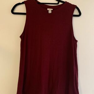NWOT Sleeveless Burgundy Sweater Tank Top